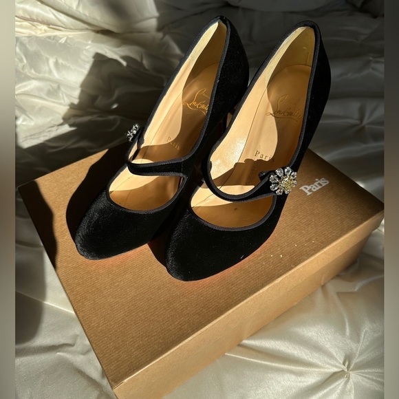 Christian Louboutin Black Heels with Embellishment - Picture 1 of 10
